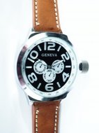 Geneva XXL Horloge met bruin bandje